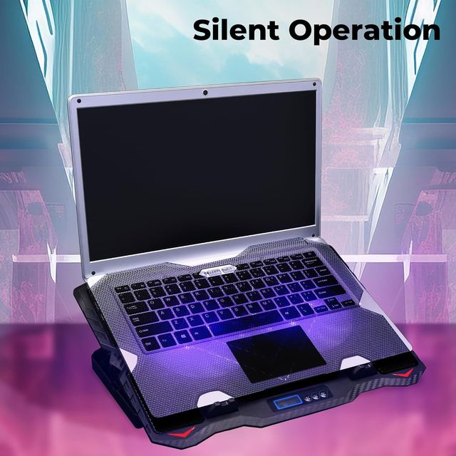 Zebronics NC5500D Powerful Laptop Cooler, 5 Step Stand & Mobile Holder, Dual 125mm Fans, Adjustable Fan Speed