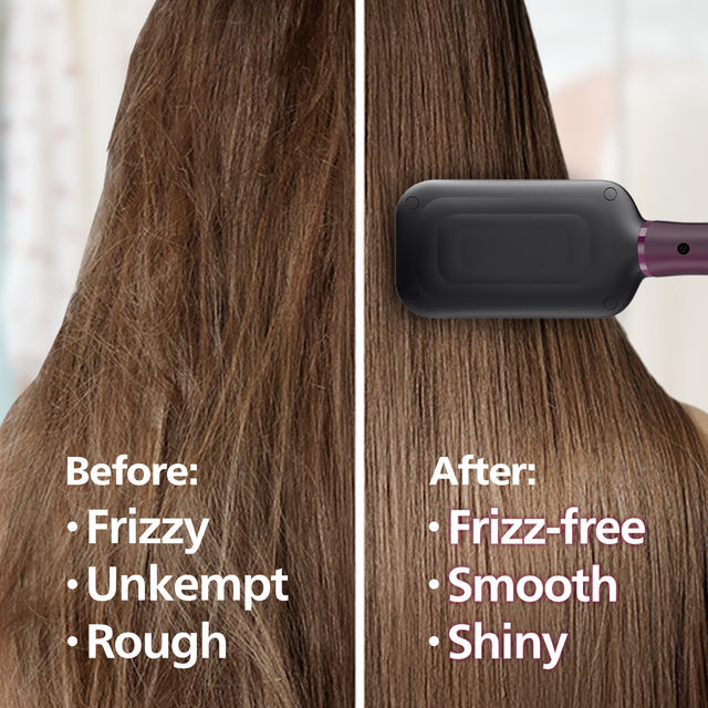 Philips Hair Straightener Brush|Naturally Straight Hair in 5 Min|Thermoprotect Technology BHH730/00