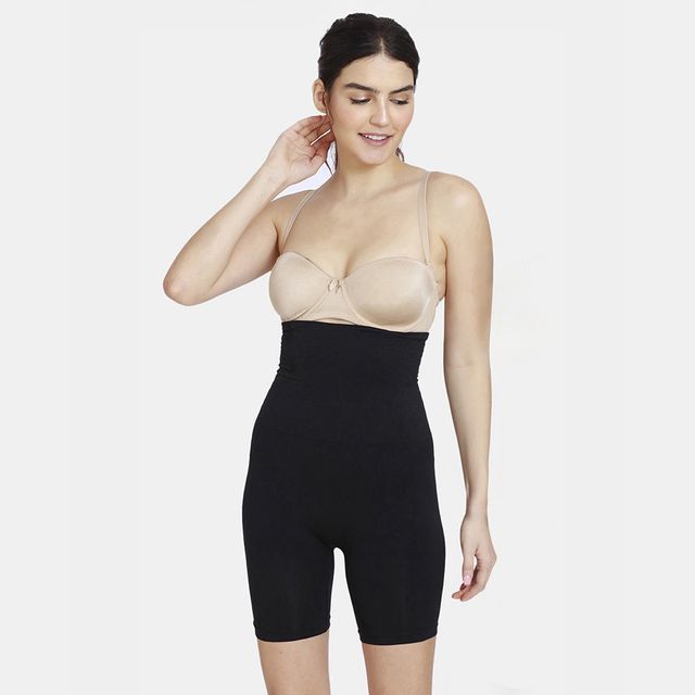 Zivame Women's All day Highwaist Thigh Shaper | Black - S