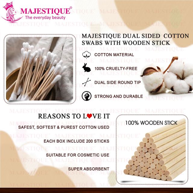 Majestique 200Pcs Paper Cotton Swabs FC70 Makeup Applicator
