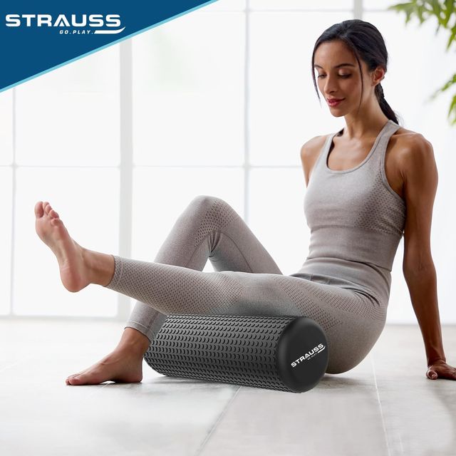 Strauss Yoga Foam Roller, 45 cm, (Black)
