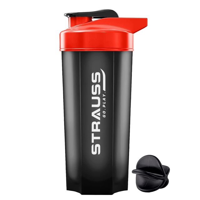 Strauss Premium Recharge Shaker Bottle, (Black/Red)