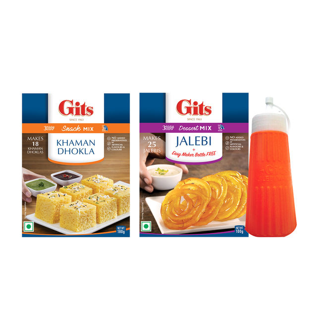 Gits Gulab Jamun Mix(200gms) & Gits Instant Snack Mix - Khaman Dhokla(180gms) Combo