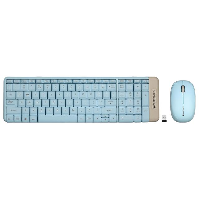 Zebronics Companion 104 2.4Ghz Wireless Keyboard & Mouse Combo, 100 Keys (Blue)