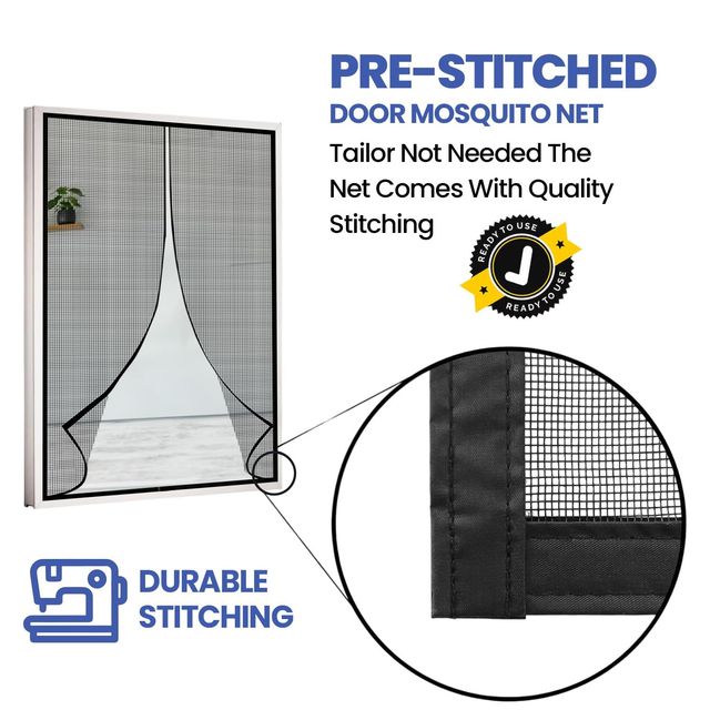 Mr. Right Magnetic Mosquito Net For Door | Black - 210 x 100 cm