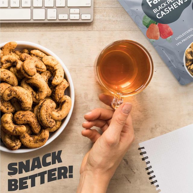Farmley Black Pepper Roasted Cashews-Kaju Snacks