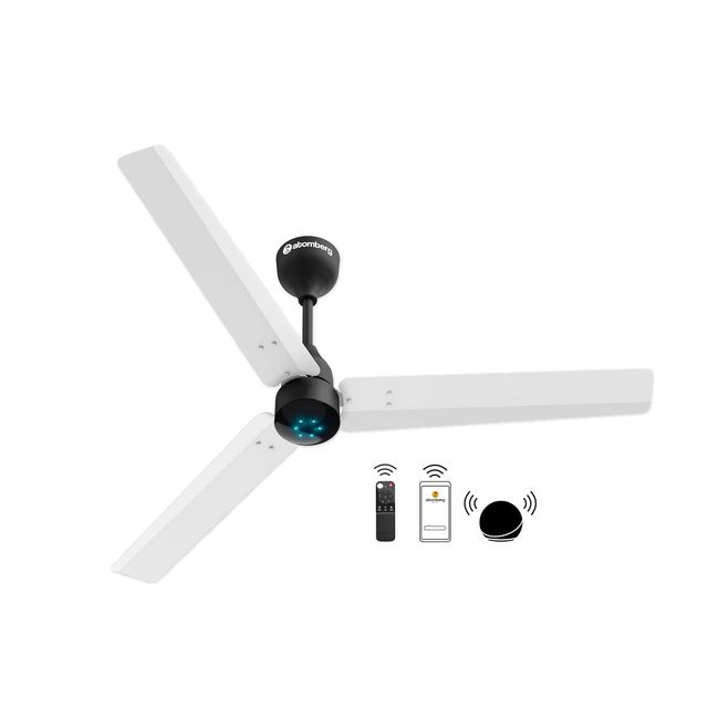 Atomberg Renesa Smart BLDC Ceiling Fan, 1200mm, with IoT & Remote, LED Indicators, White & Black