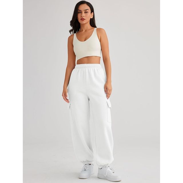 Q-rious Women's Urbanease Cargo Joggers | AMZ-17 | White - 32