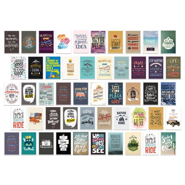 Paper Plane Design Motivational Wall Posters Collage Pack of 50 (4 Inch X 6 Inch) D21