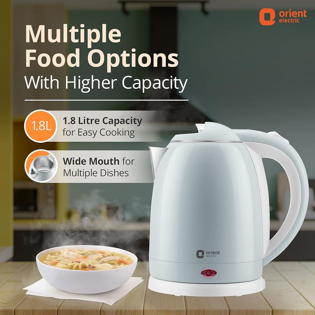 Orient Electric 1.8L Kettle 1500W | Cool Touch Body | Faster Heating | Auto Cut Off Mechanism