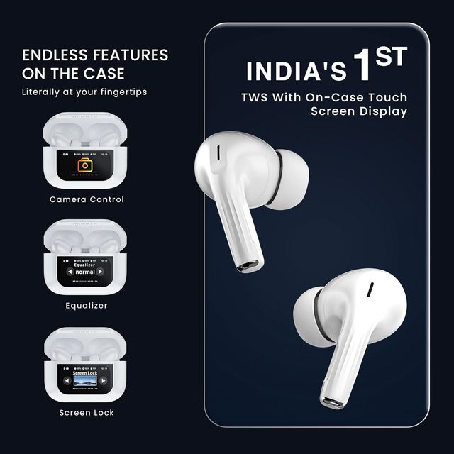 Hammer Anc (32Db) Tws| 30Hr Battery| 5 Eq Modes| Touch Screen True Wireless Buds (White)