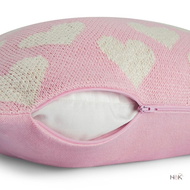 Haus & Kinder Blush Heart Duo | Pack Of 2 Cushion Cover