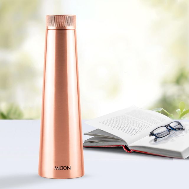 Milton Copper Delight 1000 Bottle | 915 Ml | Lacquer Coating | Curved Bottle |100% Pure Copper