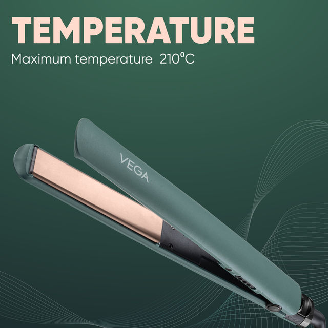 VEGA Salon Smooth Hair Straightener For Women With Ceramic Coated Plates Green (Vhsh-42)