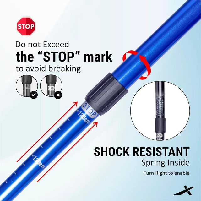 Vector X Trekking Poles Shock Absorbing Adjustable Hiking Or Walking Sticks For Hiking - Assorted
