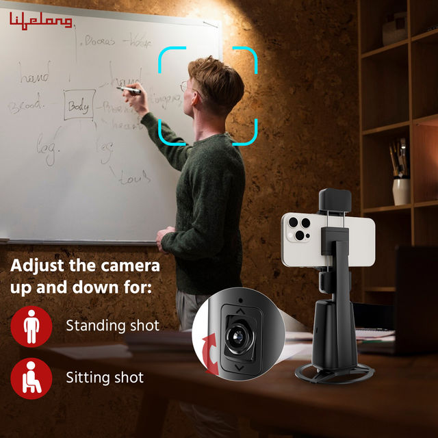Lifelong Auto Face Tracking Tripod | 360 Rotation Mobile Stand for Video Recording | Rechargeable