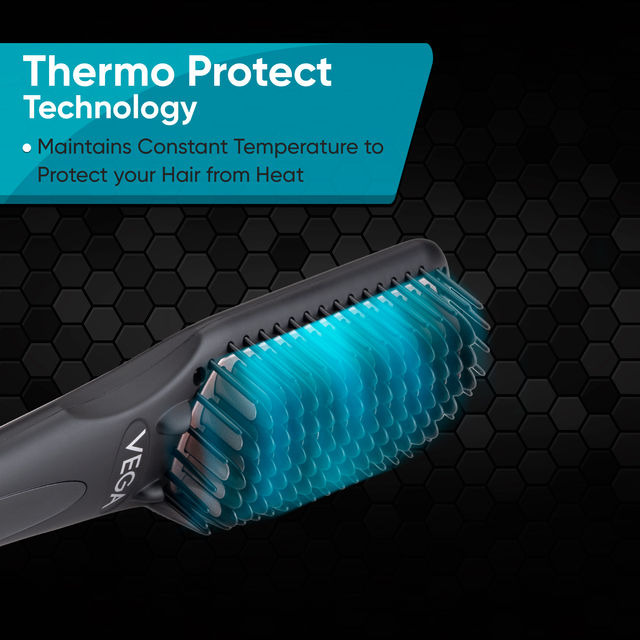 VEGA Hair Straightener Brush With Ionic&Thermoprotect Technology & 16 Temperature Settings,Vhsb-04