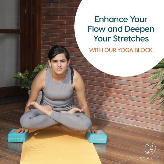 Wiselife Teal Yoga Block (Set of 2, Extra Large Size)
