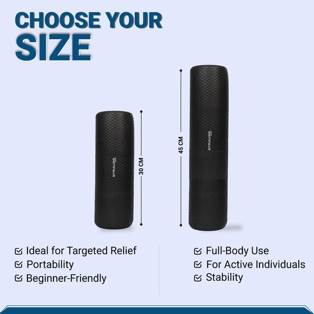 Strauss Yoga Foam Roller, 45 cm, (Black)