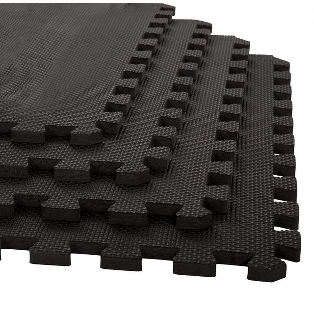 Xtrim Gym Puzzle Exercise Mat, EVA Foam Mat, Interlocking Tiles, for Home & Kids Area |Black