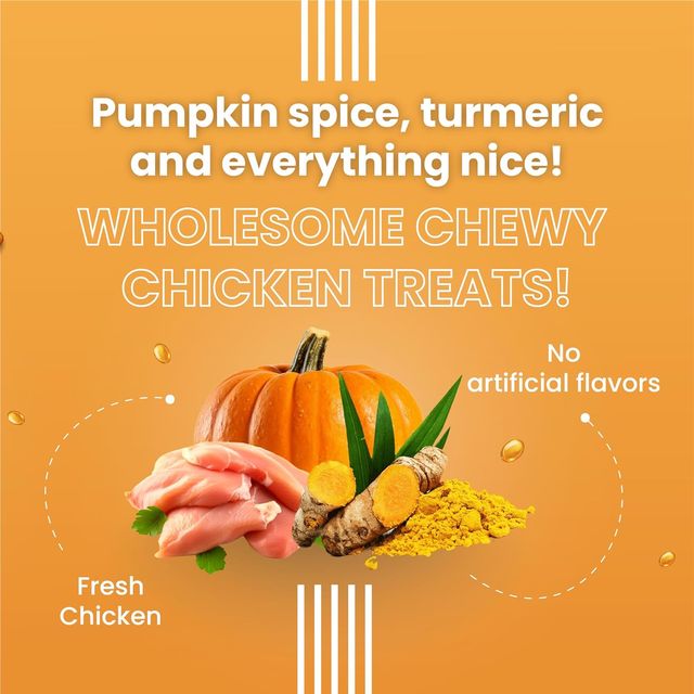 Bark Out Loud Turmeric Chewstix - Fresh Chicken Dog Treats with Pumpkin & Grape Seed Extract