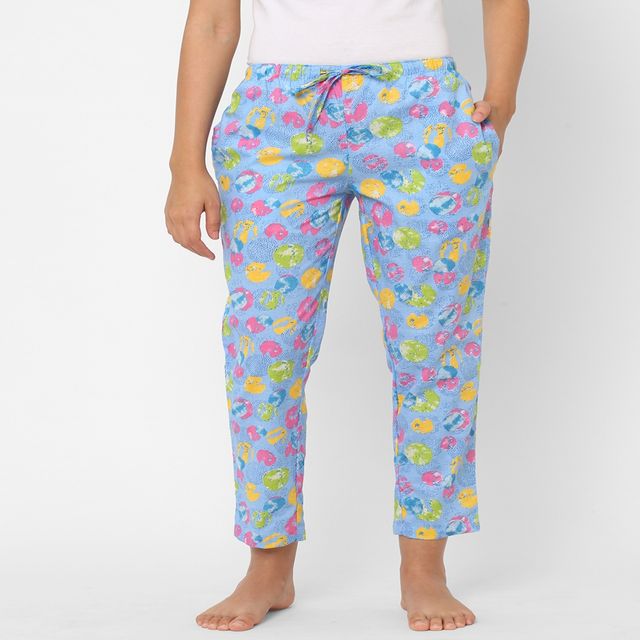 Urban Scottish Women s USWPJ602A Print Cotton Regular Fit Calf Length Pyjama Pants | Blue - M