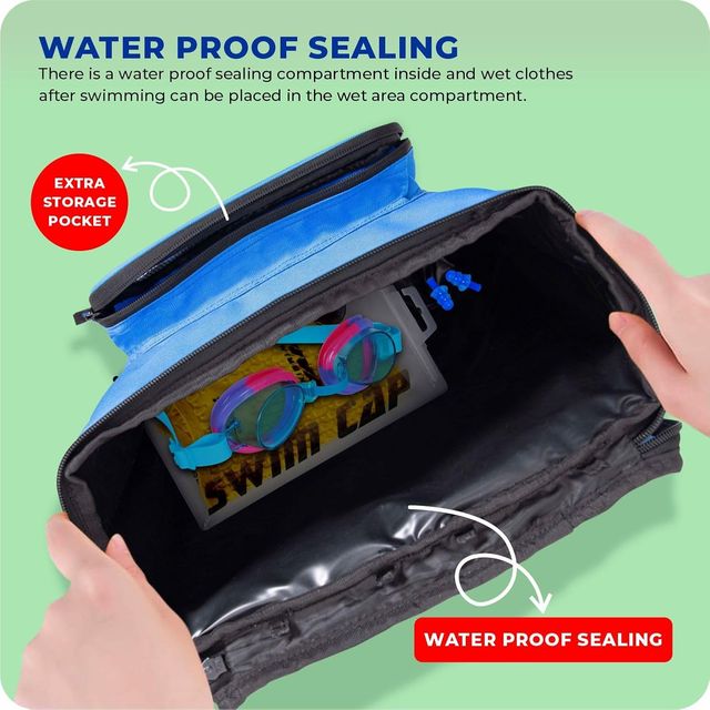 Viva Swimming Kit Bag Water Proof with Compartments (Blue)