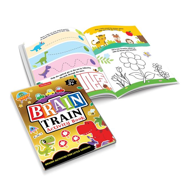 Dreamland Brain Train Activity Books Set of 4 - With Colouring Pages, Mazes, Puzzles and Word searches Activities, 256 Pages
