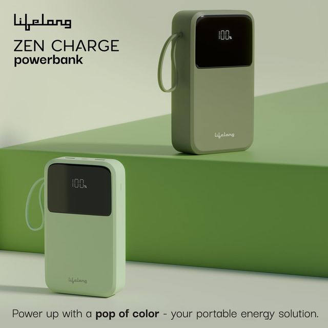 Lifelong ZenCharge 10000 mAh 22.5 W Compact Pocket Size Power Bank with 6 Input/Output Port