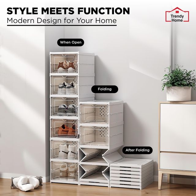 Senego Shoe Organiser | Shoe Rack | Sneaker Box | 3 Layer | Foldable - White