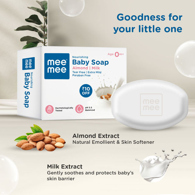 Mee Mee Nourishing Baby Soap Almond Oil Milk For Kids | White | 0+ months