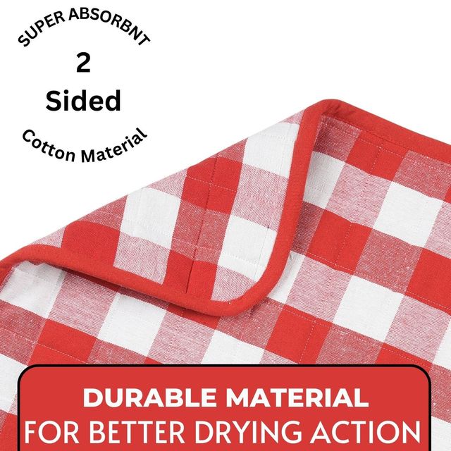 Lushomes Dish Drying Mat - Red Checks | 18 x 24 inch