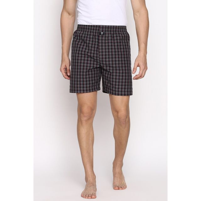 Van Heusen Apparel Men Combed Cotton Assorted Checkered Boxer Shorts | L | Pack Of 2