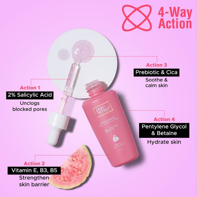 Puresense 2% Salicylic Acid Face Serum Bha Based Exfoliant Guava For Acne Prone Oily Skin