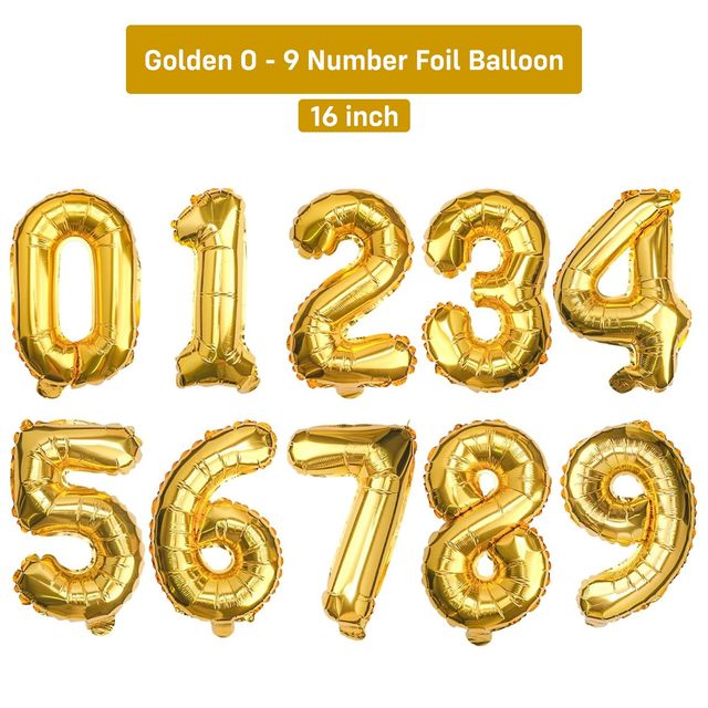 Party Propz 0-9 Number Foil Balloons Set - 18 Inches