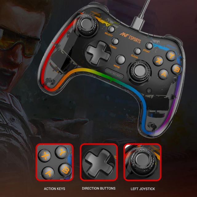 Ant Esports Gp110R Wired Game-Pad With Neon Rgb, Support Ps3, N-Switch Gaming Console