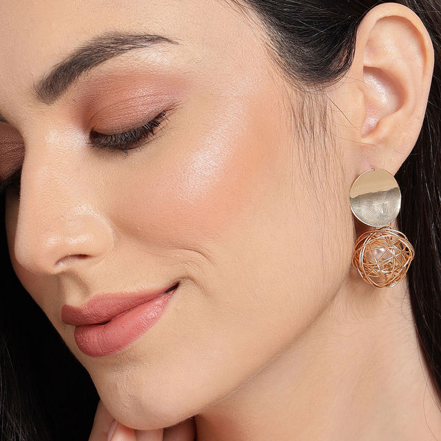 Sohi Gold-Plated Contemporary Drop Earrings