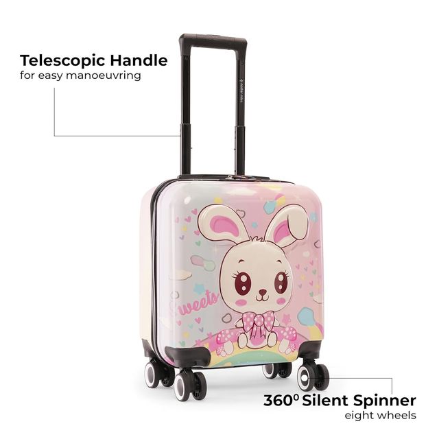 Nasher Miles Tic Tac Toe Zoo Cabin Bunny Hard-Sided Abs 17 Inch-44 cm Kids Trolley Bag - Pink White