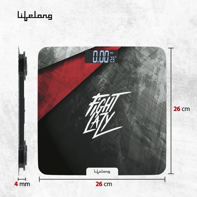 Lifelong Fight Lazy Series Weighing Scale -Digital Weight Machine | Tempered Glass