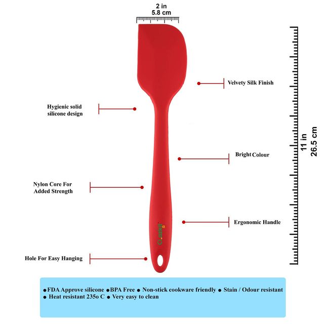 Clazkit - YH547 Premium Silicone Non-Stick Heat Resistant Spatulas 27cm,Red