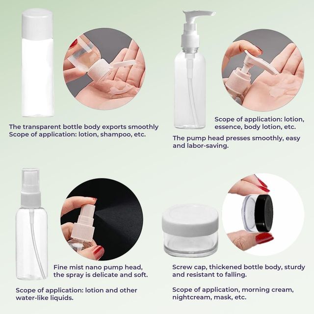 4-Pcs Travel Bottles Kit, Portable Refillable Toiletry Containers Set