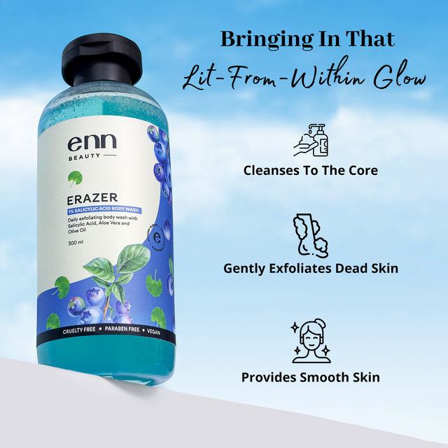 Enn Beauty Erazer 1 % Salicylic Acid Exfoliating Body Wash With Loofah -Prevents Body And Back Acne