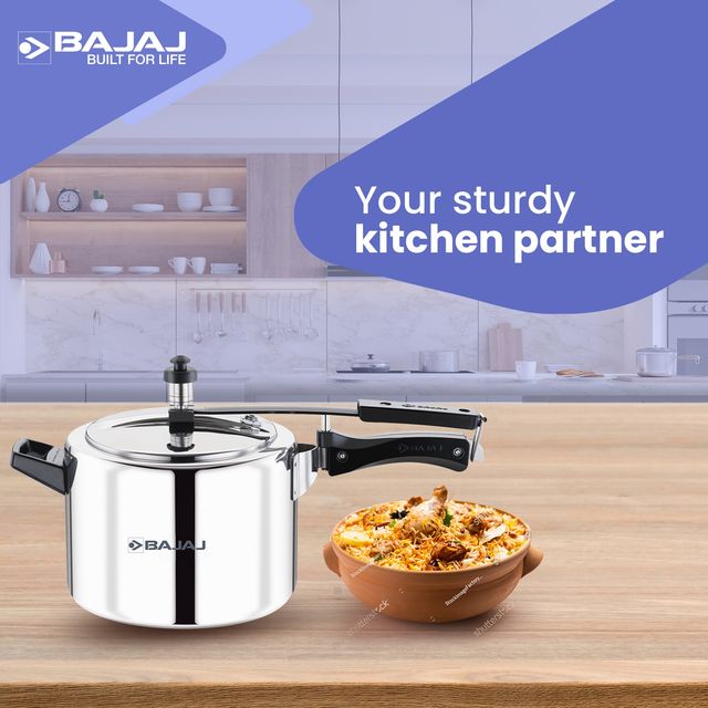 Bajaj 5 Liter Inner Lid Aluminium Pressure Cooker New Shakti IlPiece