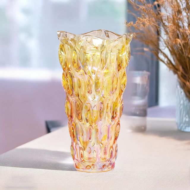 Ekhasa Crystal Glass Vase Flower Pot For Home Decoration | Center Table Decorative Items