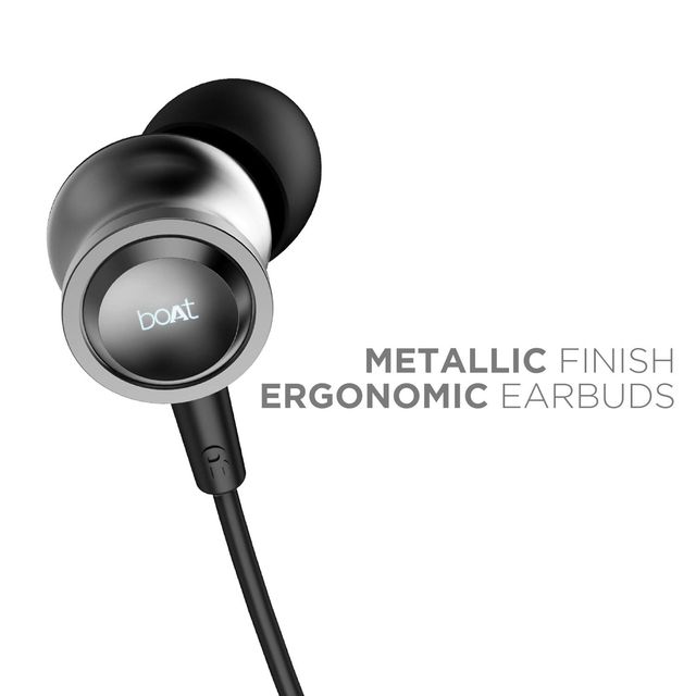 boAt Bassheads 152 Wired Earphones with Super Extra Bass, In-Line Remote & Mic (Active Black)