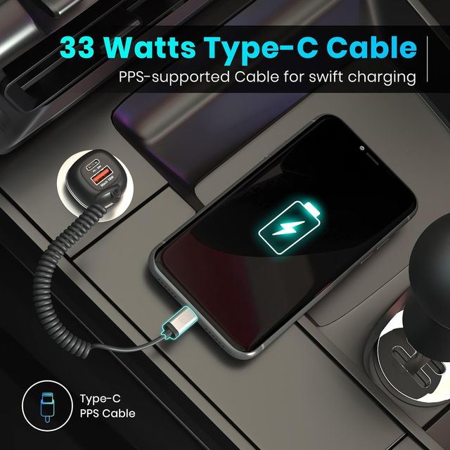 Portronics Car Power 1C 20W Car Charger With Triple Output- Black