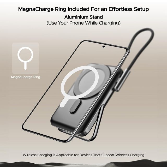 boAt 10000 mAh Magnetic Wireless Power Bank w/ 15W Wireless Charging - PB330 MagnaCharge (Black)
