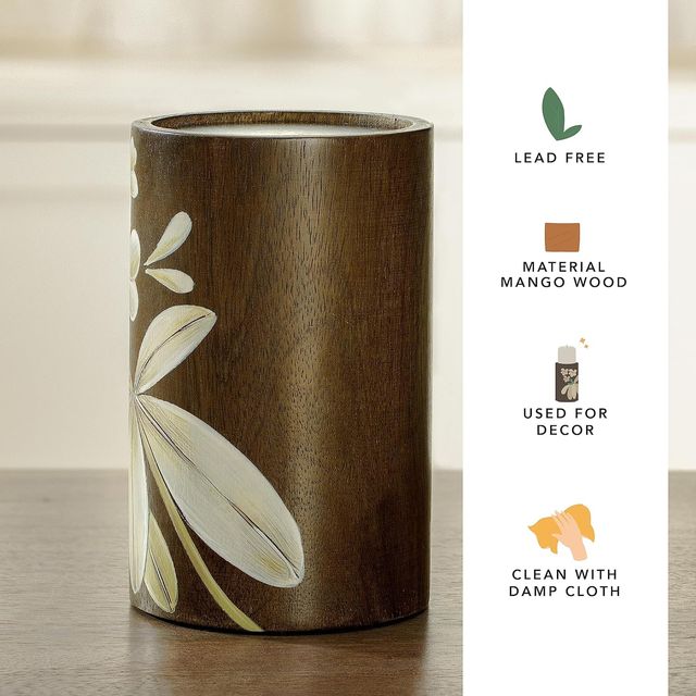 Ellementry Frangipani Wooden Candle Holder | Large
