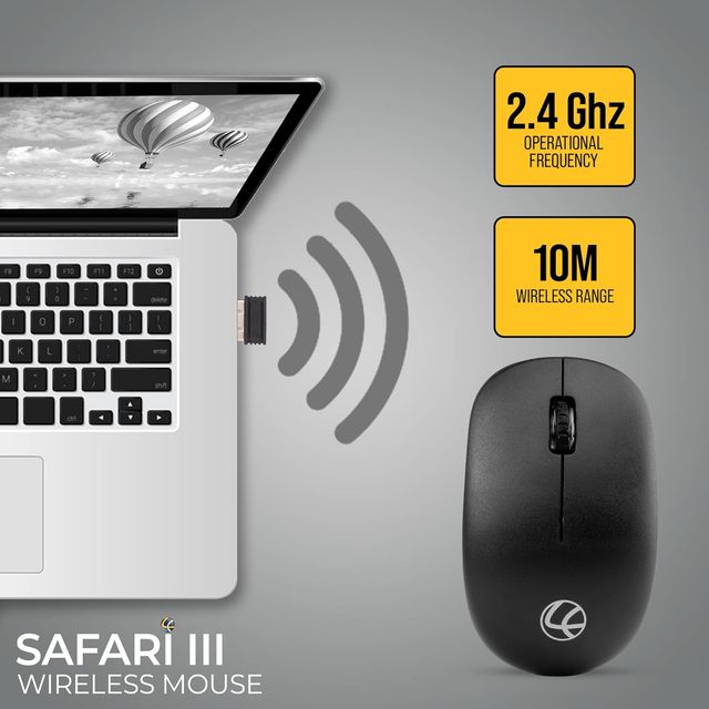 Lapcare Safari Iii B Wireless Mouse-2.4Ghz & Upto 1600 Dpi With Duracell Battery & 3 Year Warranty