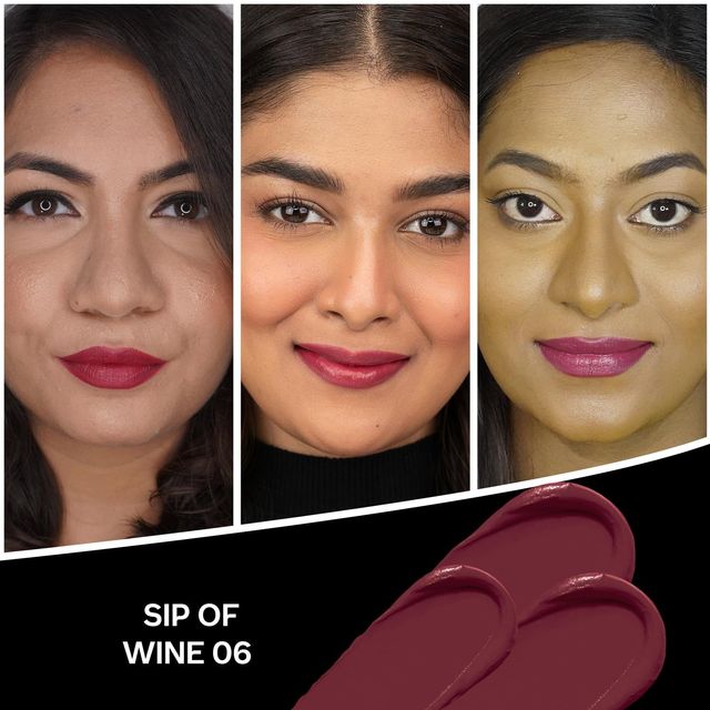 Faces Canada Comfy Matte Creme Lipstick - Sip Of Wine 06, 8HR Long Stay | Intense Color